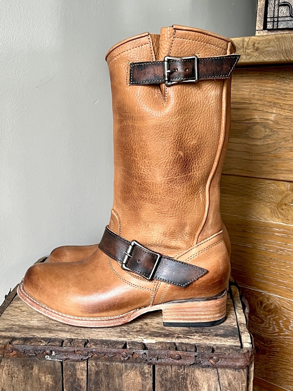 🔴SALE🔴 Freebird by Steven Rip Leather Harness Buckle Mid Calf Motorcycle Boots - Picture 3 of 13